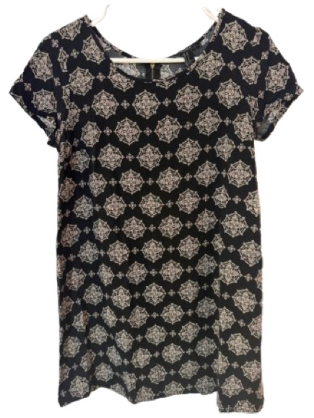 Forever 21 Black Mini Dress with White Geometric Print Size M